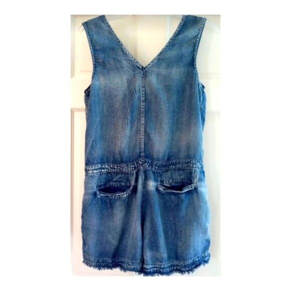 Mustard Seed Denim Tank Romper with Frayed Distressed Trim Soft Lyocell S NWOT - Picture 13 of 13